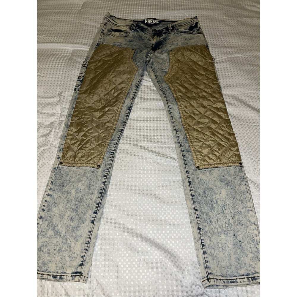 Buckle Preme Skinny Stretch Jean Destructed denim cool‎ quilted Front 36w 33L